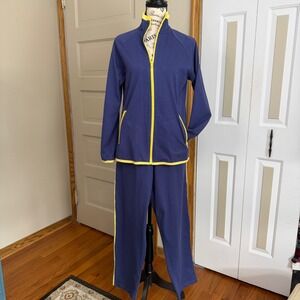 Anthony Richards Womens Blue Yellow Cotton Tracksuit Set Size Medium Retro Mom
